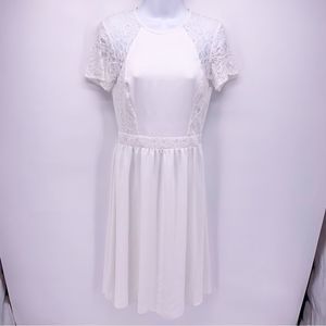 ASOS White Short Sleeve Lace Dress Size 6